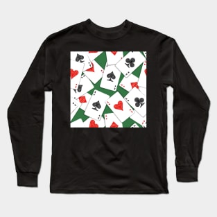 Playing Cards on Green Table Seamless Pattern Long Sleeve T-Shirt